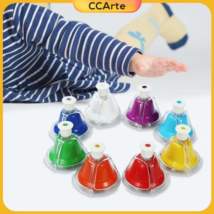 CCArte 8 Notes Hand Bells Set Desk Bells for Kids Classroom Educational Valentines Day Gift for