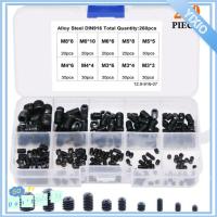 YIXIO M3/4/5/6/8 ชุดสกรูสกรู สีดำสีดำ 10ขนาด Hex grub screw Assortment KIT พร้อมกล่องเก็บของ เหล็กกล้าคาร์บอนเกรด12.9 ชุดสกรูจัดประเภทเมตริก ตกแต่งด้วยไม้ตกแต่ง