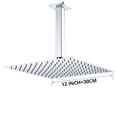 Chrome Polish 8"10"12" Square Rainfall Shower head Bathroom Ultrathin Rain Shower Head with Shower Arm Faucet Accessories