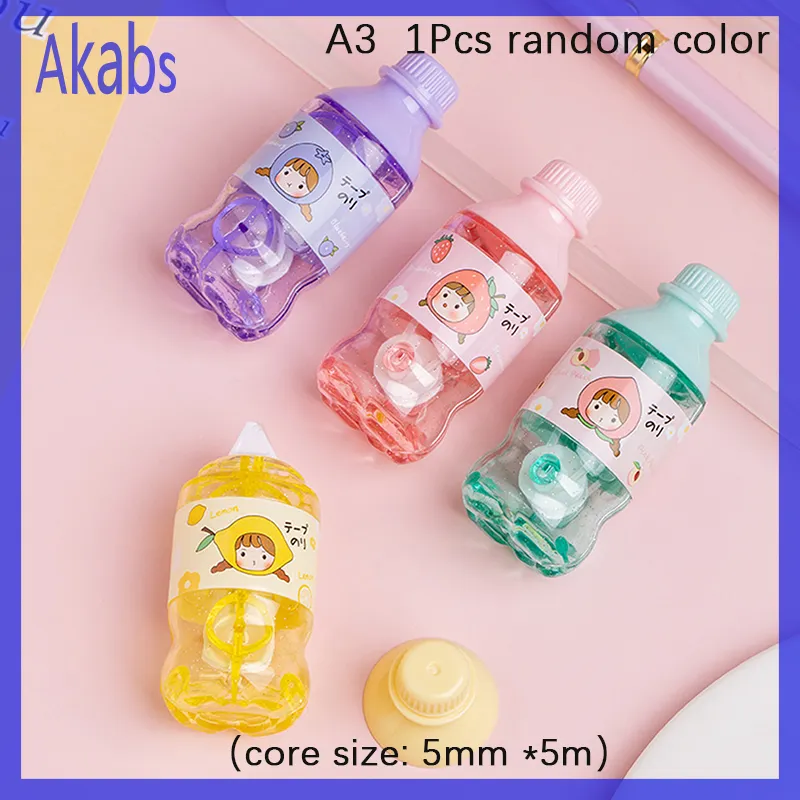 Akabs 1PC Random Color Cute Candy Color Double Sided Adhesive Core Reel Glue  Tape For Scrapbooking Card Making Crafts DIY Journal