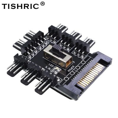 【ขาย】 TISHRIC 1ถึง8 3Pin พัดลม Hub Pwm Sata Molex Splitter PC Mining Cable 12V Power Suppply Cooler Cooling Speed Controller Adapter