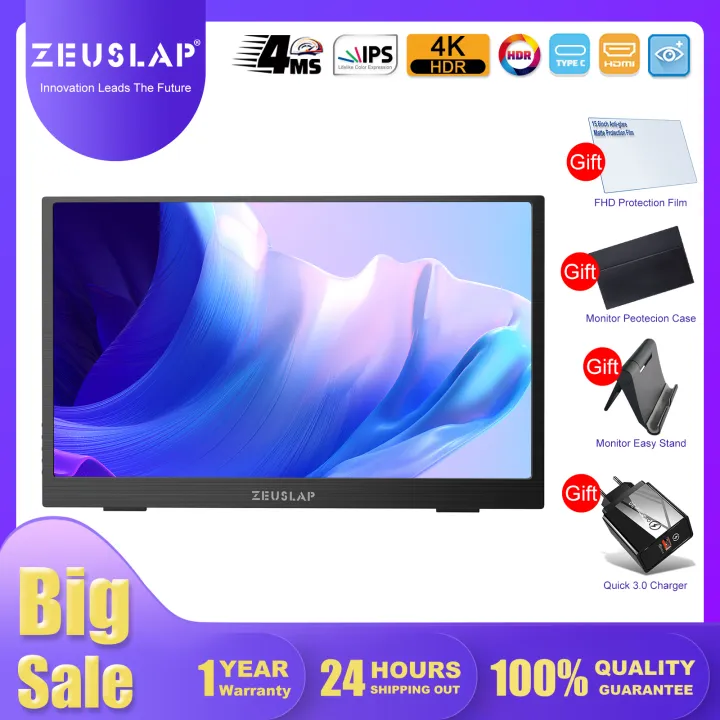 ZEUSLAP 4K portable lcd gaming monitor 15.6inch metal body fhd 1080p ...