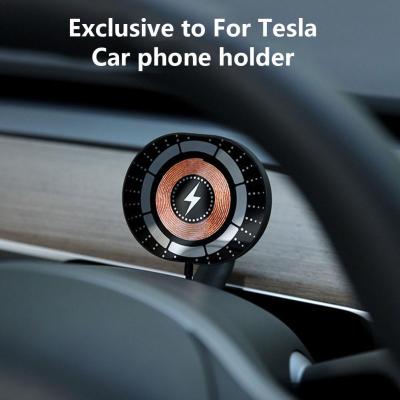 สำหรับที่ชาร์จแบตในรถยึดไร้สายแม่เหล็ก Tesla รุ่น3รุ่น Y สำหรับ14 13 12สำหรับที่วางโทรศัพท์ในรถสมาร์ทโฟน