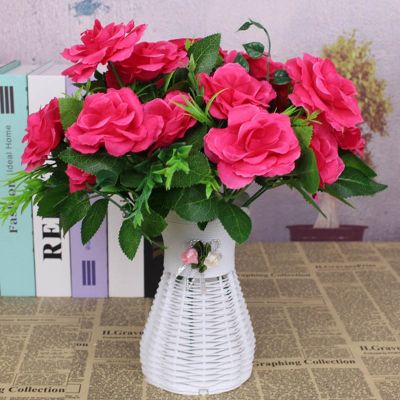 hot【cw】 Silk rose multicolor artificial flower bouquet high-quality plastic accessories high-end wedding living