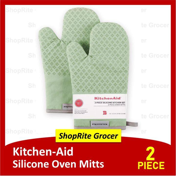 Kitchen Aid 2-Piece Silicone Oven Mitts (Mint Green) - Baking Cooking  Mittens Gloves Potholder KitchenAid Set