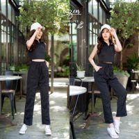 Aya-shop เสื้อผ้าแฟชั่น เซตสองชิ้น สีดำ พร้อมส่ง