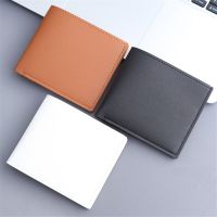 【CW】☋  New Men Short Pu Leather Wallet Color Thin Male Credit Card Holder Small Money Purses Business