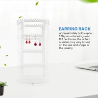 360 Rotating Earring Holder Stand Clear Earrings Organizer, Acrylic Jewelry Storage Display Rack for Earrings Bracelets