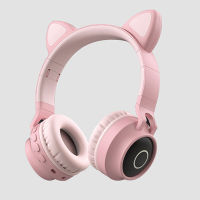 KUULAA New LED Cat Ear Noise Cancelling Headphones Bluetooth 5.0 Young People Kids Headset Support TF Card 3.5mm Plug With Mic