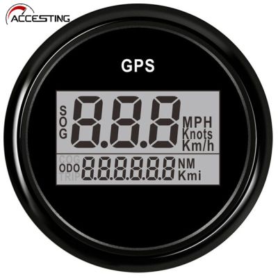 52มิลลิเมตรสากลดิจิตอล GPS S Peedometer จอแอลซีดีวัดระยะทางสำหรับรถยนต์รถจักรยานยนต์ที่มีแสงไฟ GPS เซ็นเซอร์ความเร็ว9-32โวลต์ Kmh ปรับ