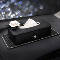 Car Room PU Leather Flowers Tissue Box Napkin Holder Leather Home Office Ho Hanging Car Tissue Paper Box Girls Women