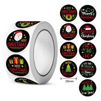 500pcs Black Merry Chrsitmas Stickers Round Adhesive Holiday Seal Labels for Christmas Decor Party Cards DIY Gift Baking Package Stickers Labels