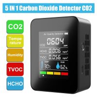 ☑ஐ♙ Geevon CO2 Meter 5in1 3in1 Gas Detector Portable Temperature Humidity LCD Digital Multifunctional TVOC HCHO Air Quality Monitor