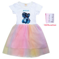 Avatars Cute Printing Girls Short Sleeve Cartoon/anime Princess Dress Kids Mesh Dress Dress 0000