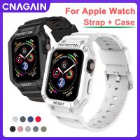 สายนาฬิกาเคสสำหรับ Apple Watch CNAGAIN 44มม. 45มม. 42มม. 41มม. 40มม. 38มม. สำหรับสมาร์ทวอท์ชซีรี่ส์ SE 8/7/6/5/4/3/2/1ฝาครอบป้องกันสร้อยข้อมือซิลิโคน