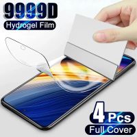 4Pcs Screen Protector Hydrogel Film For Xiaomi Poco X3 NFC X4 X5 Pro Full Cover For Poco F3 F4 GT Protective Film Not Glass Screen Protectors