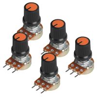 5Set WH148 Linear Potentiometer 15mm 3pin 1K 2K 5K 10K 20K 50K 100K 250K 1M with Orange AG3 Knob Cap Potentiometers Kit