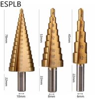 3pcs Drill Bit Set HSS Steel 4-12/20/32mm Metric Spiral Flute The Pagoda Shape Triangle Hexagon Shank Hole Cutter Step Drill Bit Drills Drivers