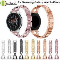 สายนาฬิกาสแตนเลส22มม. สายนาฬิกาสำหรับ Galaxy Watch 46มม. สายนาฬิกาสมาร์ท Rhinestone นาฬิกาทดแทนได้กำไลข้อมือ