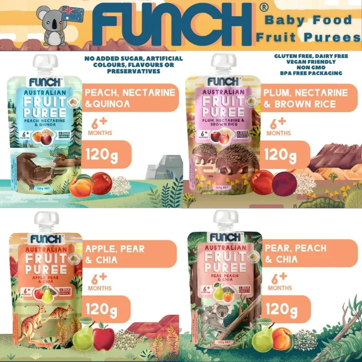 Australia Funch Baby Fruit Purees 120g 澳洲Funch婴儿果泥120g Baby Food Fruit ...