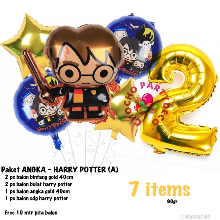 Dekorasi ulang tahun Harry Potter Paket balon Harry potter Angka A