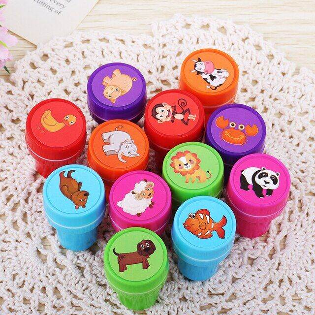 12pcs-box-children-toy-rubber-stamps-cartoon-fruits-kid-seal-diy-scrapbook-photo-album-decor-stamper-high-quality-simple