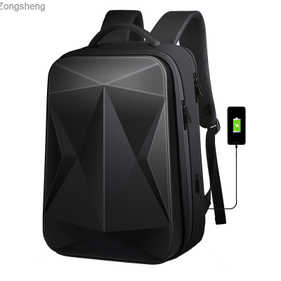 เป้ลำลองกันน้ำความจุสูงกระเป๋าแล็ปท็อป ABS กระเป๋าเป้สะพายหลังของผู้ชายแบบ USB กระเป๋าเคสแข็ง Zongsheng