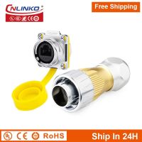 Cnlinko DH24 8Pin M24 Cat6a RJ45 Konektor Kabel Sinyal Jaringan Extender Soket Panel Plug untuk Tampilan Layar LED Gratis Pengiriman