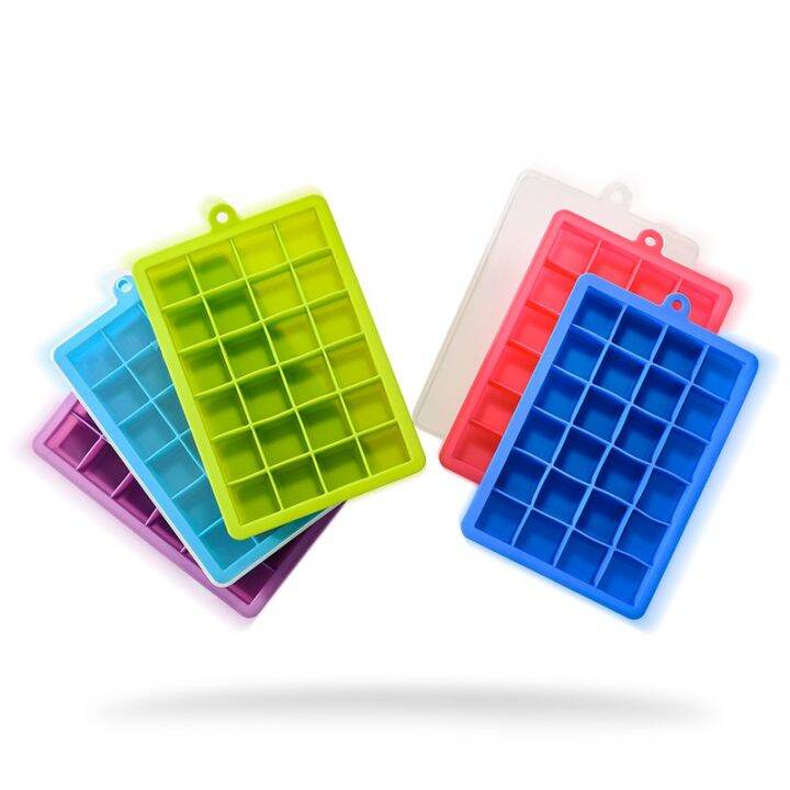 food-grade-24-hole-silicone-ice-tray-with-lid-square-ice-making-box-supplementary-food-puree-cheese-jelly-mold-ice-cube-mold-ice-maker-ice-cream-mould