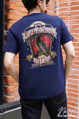 Simple&amp;Raw - เสื้อยืด TS741 RED Raven (ฺNavy)