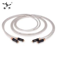 YYAUDIO Silver-plated QED Signature Hifi RCA Audio Cable 6N OFC 2RCA Interconnect Cable with Gold-Plated RCA plug