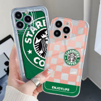 สำหรับ Realme C35 C11 2021 C12 C15 C21Y C25Y C25S Realme 5 5i 6i 8 Pro ลายสก๊อตสีชมพู Starbucks คุณภาพสูงขอบสี่เหลี่ยมรองรับการกระแทก Full Len กรณีป้องกัน