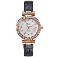 【July】 2021 new female student quartz watch Korean style fashion simple belt rhinestone shell surface womens diamond