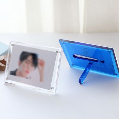 【CW】 3 Inch Photo Frame Photocard Display sided Transparent Cards Holder Desktop Decoration