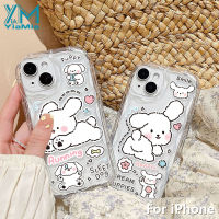 YiaMia เคสโทรศัพท์แฟชั่นสำหรับ iPhone 14 Pro Max 13 Pro Max 12 Pro Max 11 Pro Max 14 Plus 13 12 11 XS Max XR XS XR X8 7 6S Plus เคสลายสุนัขการ์ตูนน่ารัก3D ฝาครอบหลังซิลิโคนแบบนิ่มสุดน่ารักขอบหยัก