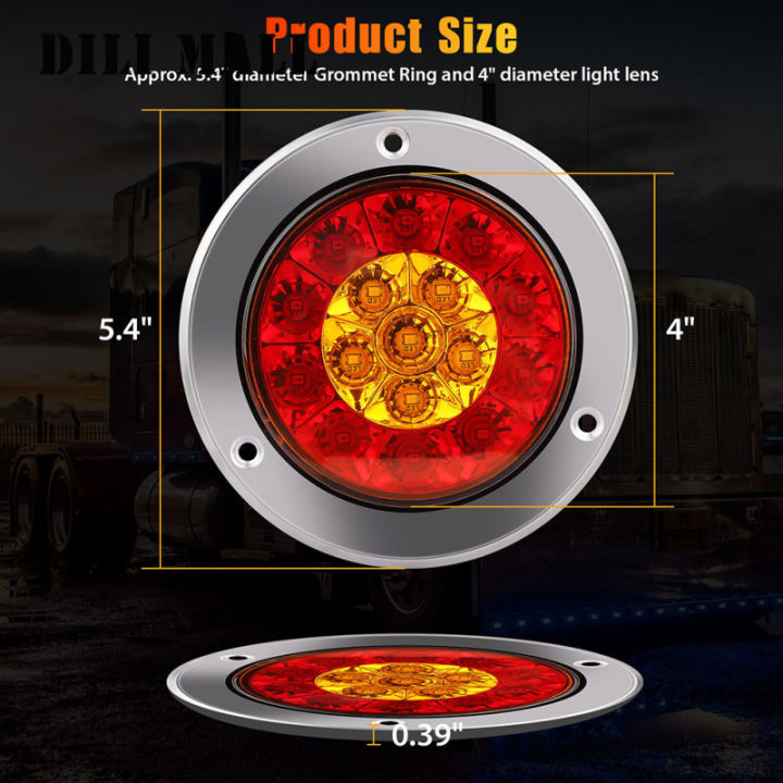 ไฟสัญญาณเลี้ยวหยุดเบรกไฟท้ายรถพ่วง-led-กลม2ชิ้น-16led-อุปกรณ์เปลี่ยนหลอดไฟท้ายรถพ่วงกันน้ำ-ipx6