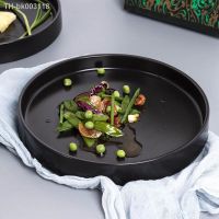 ☸ Creative Western-Style Ceramic Pizza Disc Home Matte Black Dinner Plate Western Food Steak Soup Plate Tableware