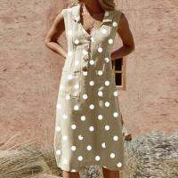 【Ladies shop】 Vintage WomenPockets Midipka DotBoho Sundress Beach Plus Size 2XL Plu