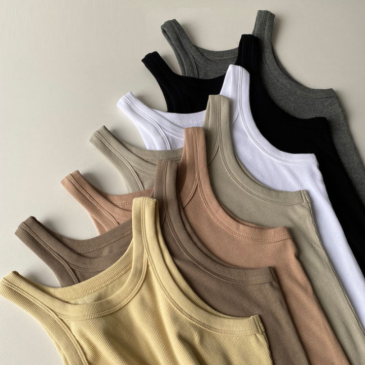 women-tops-new-organic-cotton-tank-thread-solid-color-slim-women-vest