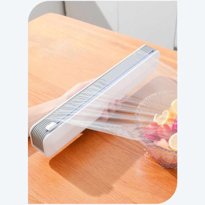 เครื่องห่อพลาสติกพร้อมเครื่องตัดสไลด์-clarity-home-food-wrap-dispenser-ใช้งานง่ายตัดอุปกรณ์ครัวได้อย่างราบรื่น