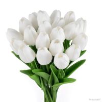 【hot】♝  Artificial tulipa buquê 33 cm falso pe espuma flor para a decoração cerimônia de casamento jardim home