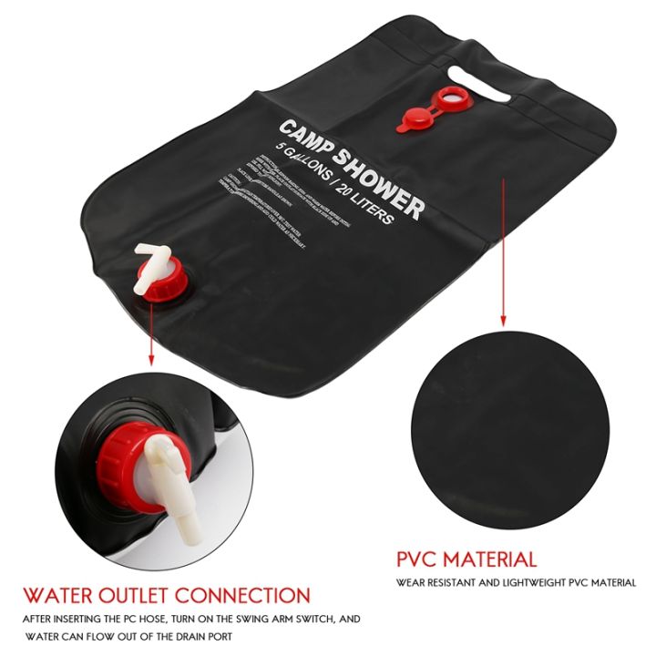 2-x-20l-camping-shower-bag-portable-solar-heated-5-gallon-20-litre-travel-shower-bag-black