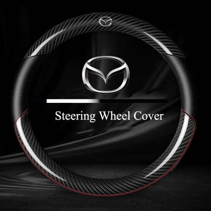 New Carbon Fiber leather Steering wheel cover for Mazda 2 3 6 CX3 CX30
