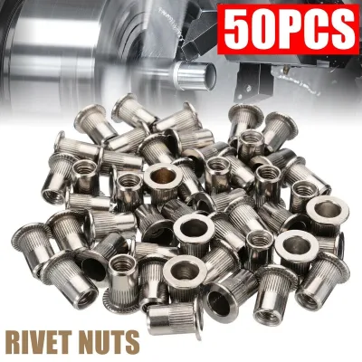 50 Pcs 304 Nutsert Flat Head Insert Stainless Rivet Steel