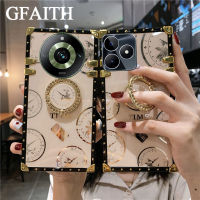 GFAITH Realme เคสโทรศัพท์11 Pro + / 11 Pro/ C53 / 10 Pro + 5G 4G / C55 / 10T 5G เคสแฟชั่นสุดหรูกรอบแข็งตรงด้านเพชรทรงสี่เหลี่ยมอะคริลิก