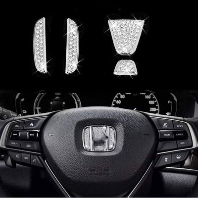 Crystal Car Steering Wheel Decoration for Honda Civic Accord Fit CRV HRV Pilot Odyssey Clarity Covers Bling Interior Accessories