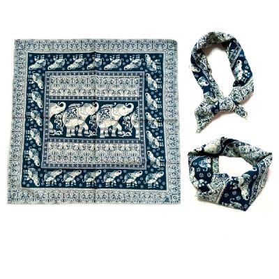 ผ้าาลายช้างไทยวินเทจ ใช้โพกหัวหรือพันคอได้ (Bandana Vintage Elephant Scarf Headband)