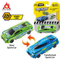 Transracers 1ชิ้น2-In-1เปลี่ยนกีฬายานพาหนะมินิเปลี่ยนเป็นสองประเภทพลิกรถยนต์แอ็คชั่นเด็กของเล่นของขวัญ