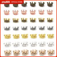 PING3693 70 Pieces โลหะผสมอัลลอยด์ มงกุฎเสน่ห์หลายสีมงกุฎลูกปัด 6มม. x 8มม. เครื่องรางมงกุฎกษัตริย์ 7สี สร้อยข้อมือตัวเชื่อมต่อ สาวๆ