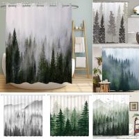 【CW】❂☢♝  Misty Shower Curtains Curtain Polyester Fabric with